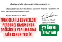 Türk Silahlı Kuvvetleri Personel Kanununda Değişiklik Yapılmasına Dair Kanun Teklifi