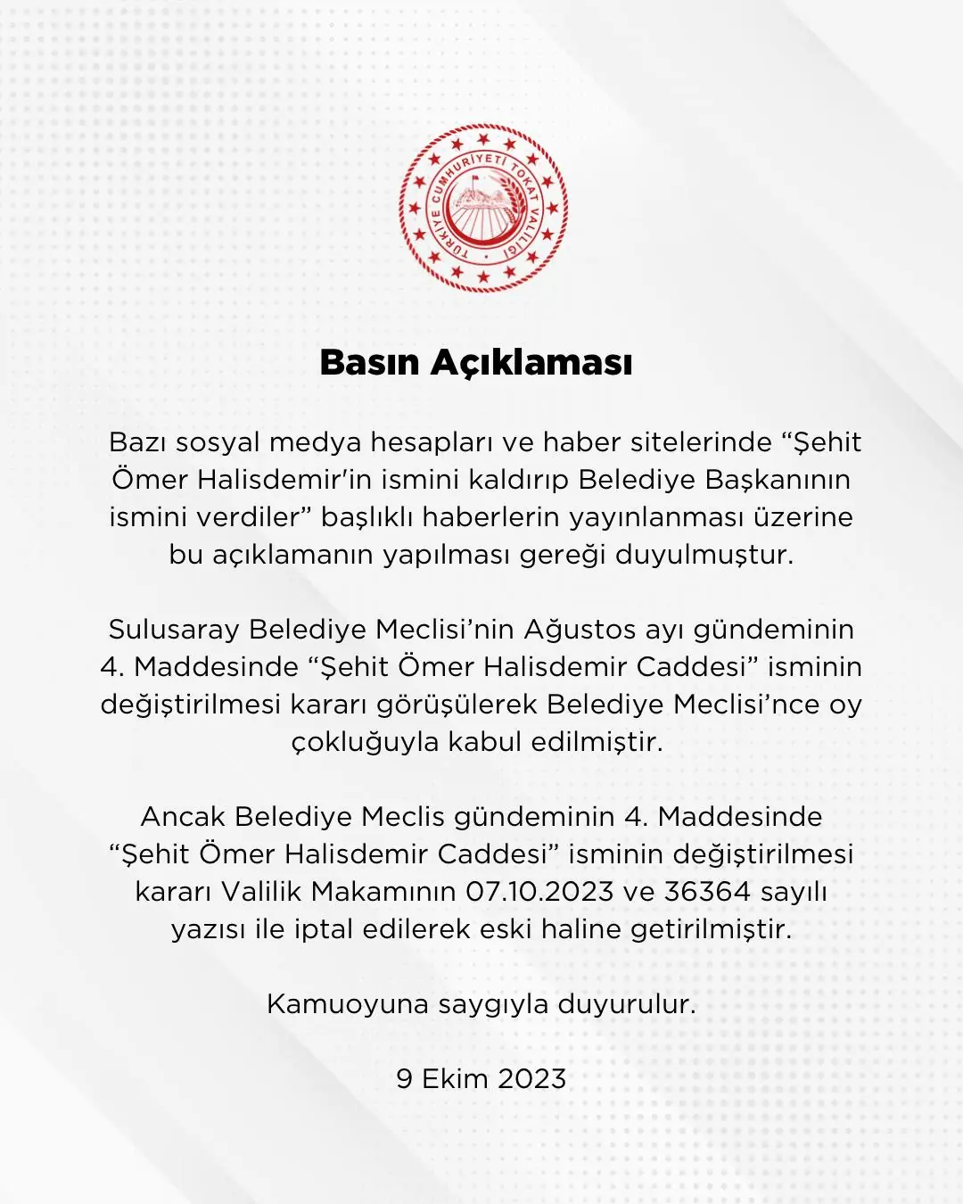 Astsubay Ömer Halisdemir'e Bu Kininiz Nedir ? 2 tokat valiliğinin ömer halisdemir için basın açıklaması