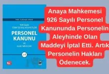 926 Sayılı Personel Kanununda Değişiklik