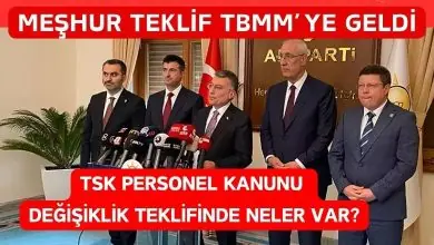 TSK Personel Kanunu Değişiklik Teklifi TBMM'de