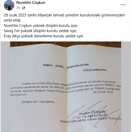 Nurettin Coşkun TEMAD istifa