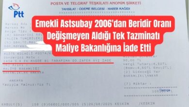 Emekli Astsubay 2006'dan Beridir Oranı Değişmeyen Aldığı Tek Tazminatı Maliye Bakanlığına İade Etti