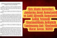 TSK, Jandarma ve Sahil Güvenlik Sağlık Yeteneği Yönetmeliğinde Değişiklik