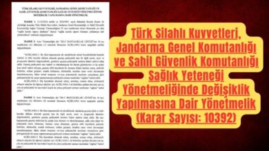 TSK, Jandarma ve Sahil Güvenlik Sağlık Yeteneği Yönetmeliğinde Değişiklik